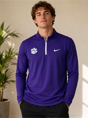 Nike Clemson Tigers Victory Dri-FIT quarter zip pullover,purple, sz M, euc